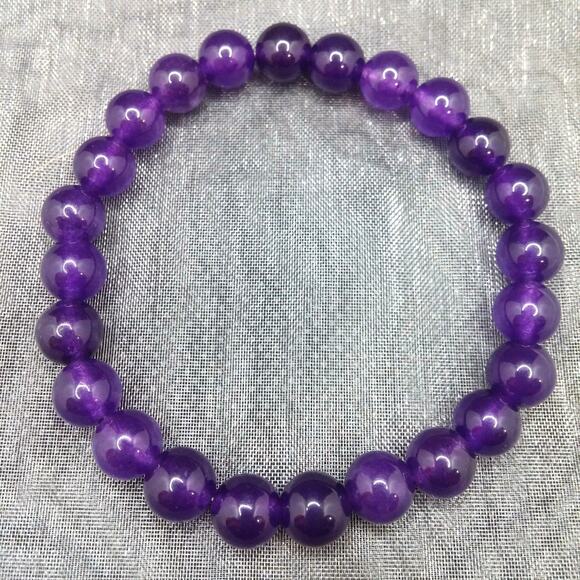 Artisan Amethyst Natural Stone Bracelet Purple Beaded Bohemian Stretch Natural - Picture 6 of 11